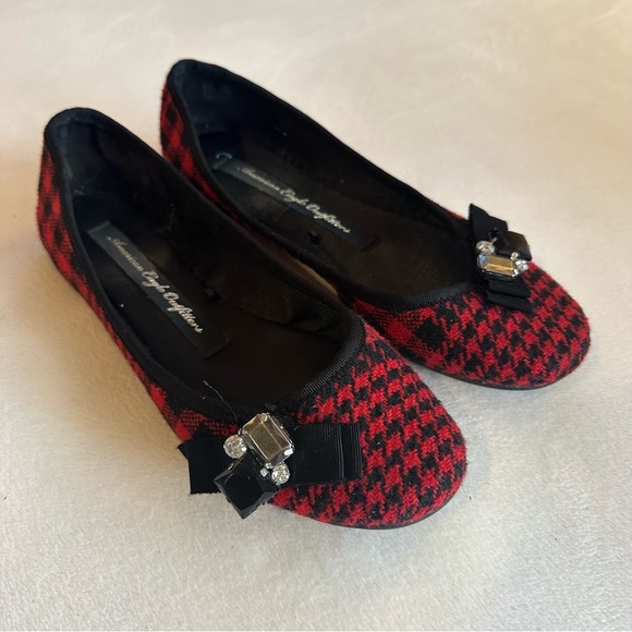 Y2K American Eagle AEO Red and Black Houndstooth Plaid Ballet Flats Size 7 - Picture 3 of 8